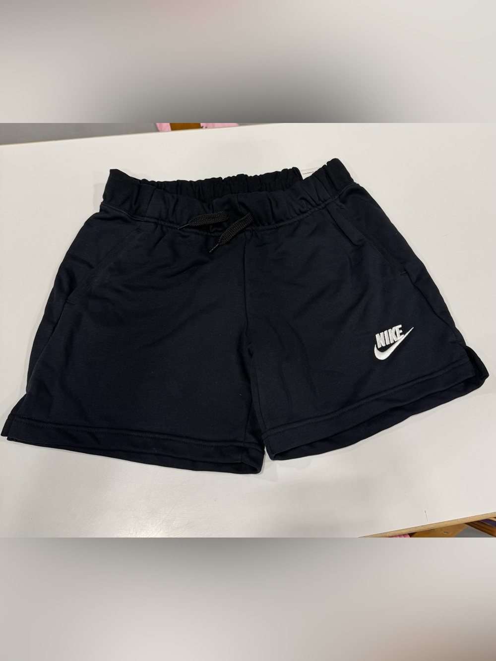 Nike Women's Black Athletic Shorts with White Swoosh